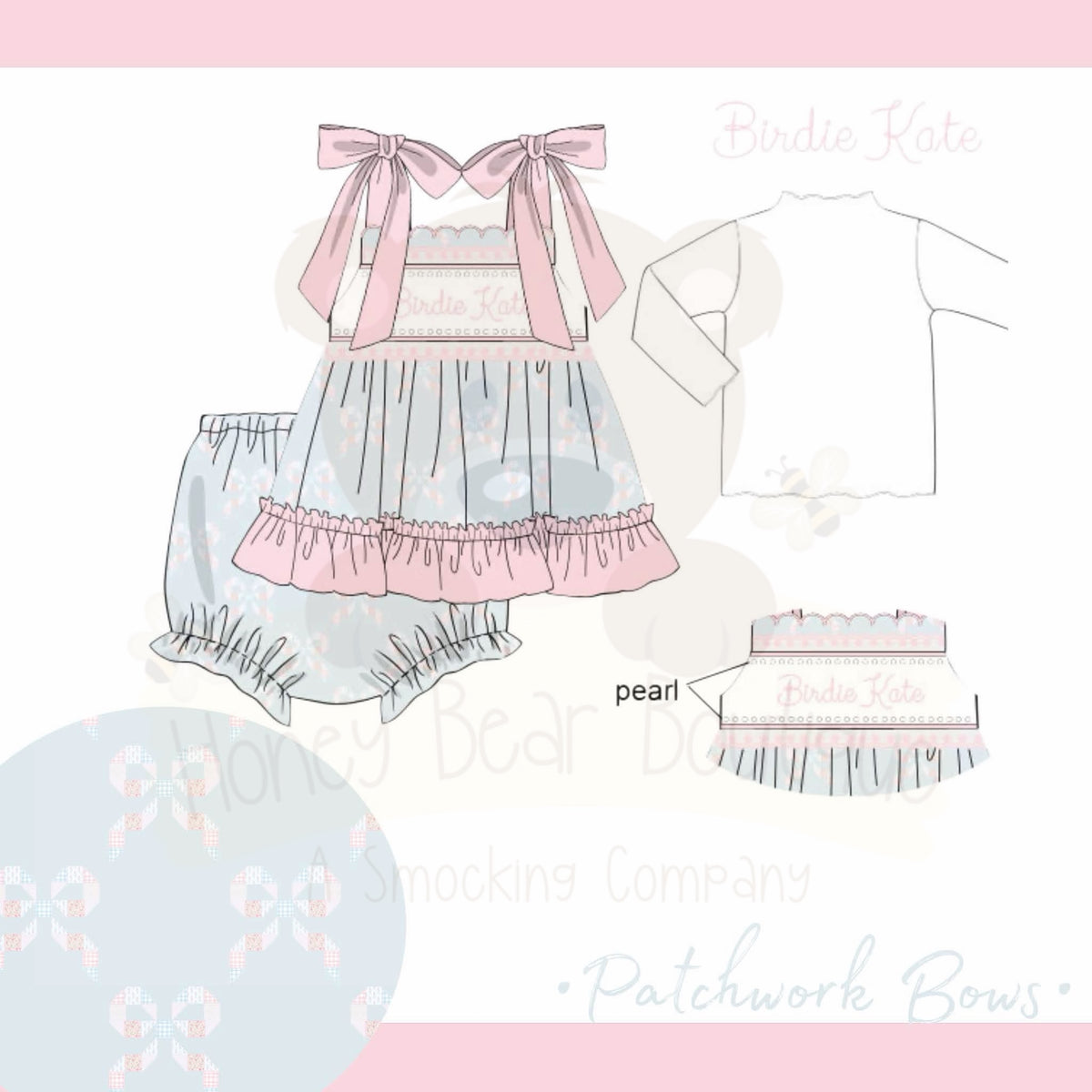PO54.5 Patchwork Bows Diaper Set