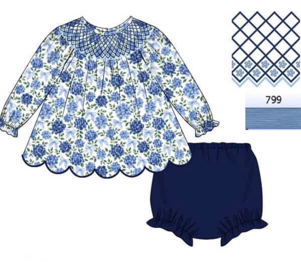 PO55 Winter Blues Bloomer Set
