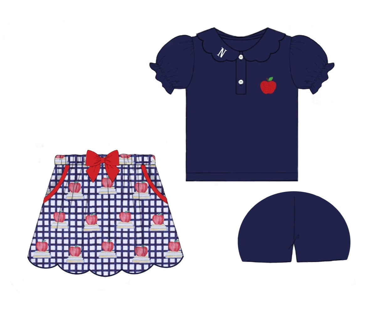 PO49 Apples & Stacks Skort Set