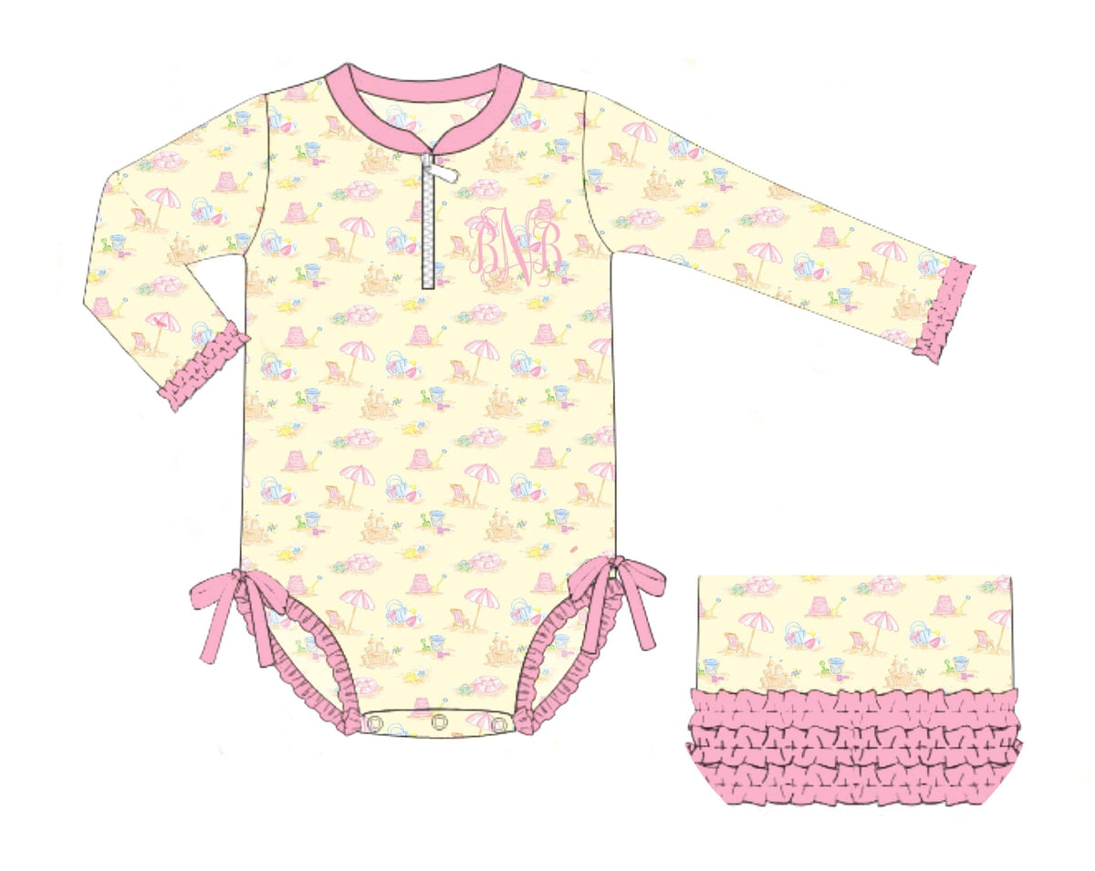 PO46 Beach Toile Swim Girl Rash Guard 1pc.