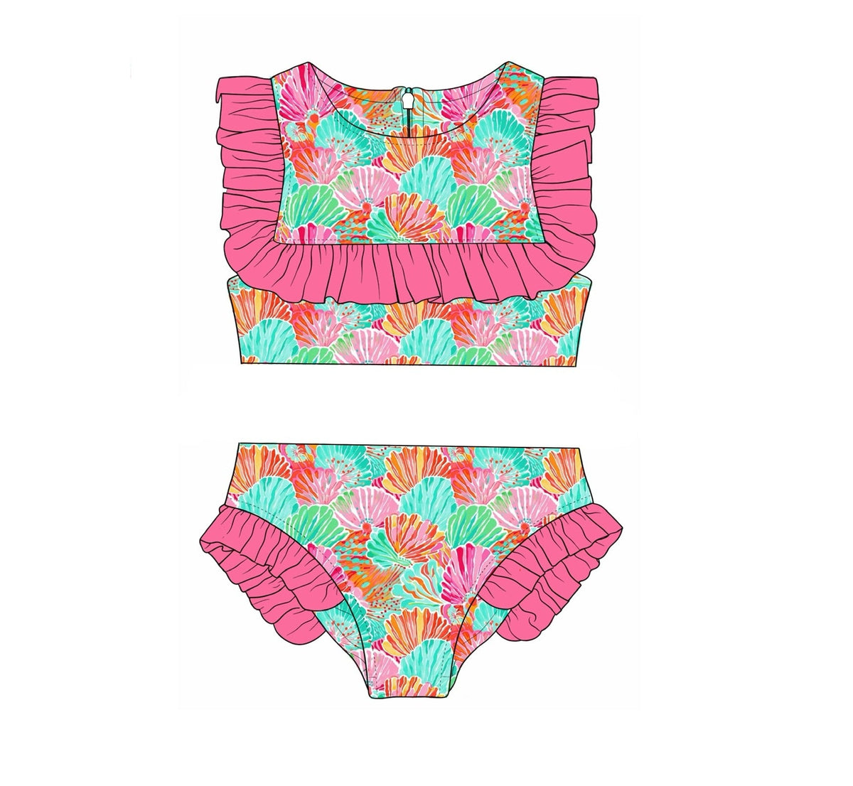 PO48 Neon Shell Swim Girl 2pc.