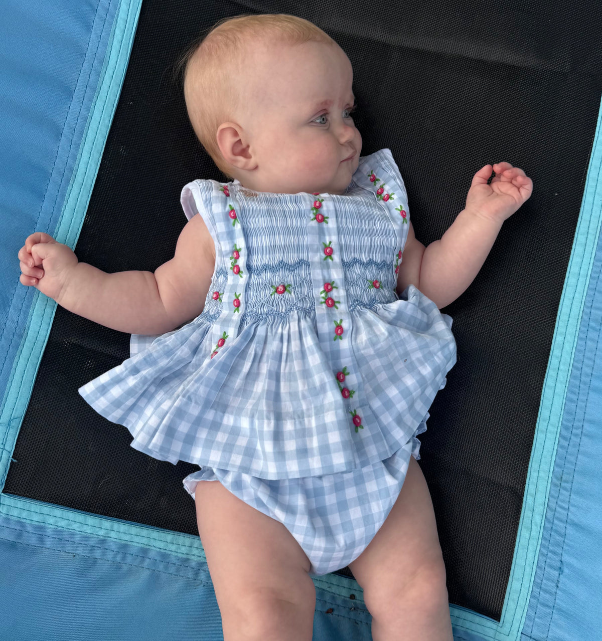 Blossoms & Blue Gingham Bloomer Set