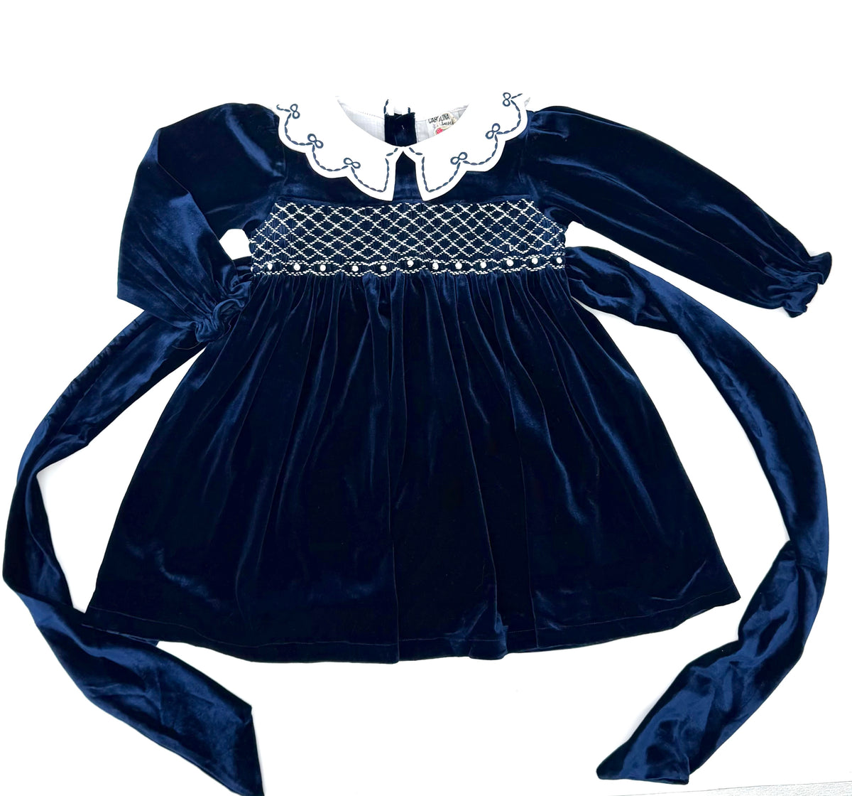 Midnight Blue Velvet Smocked Dress