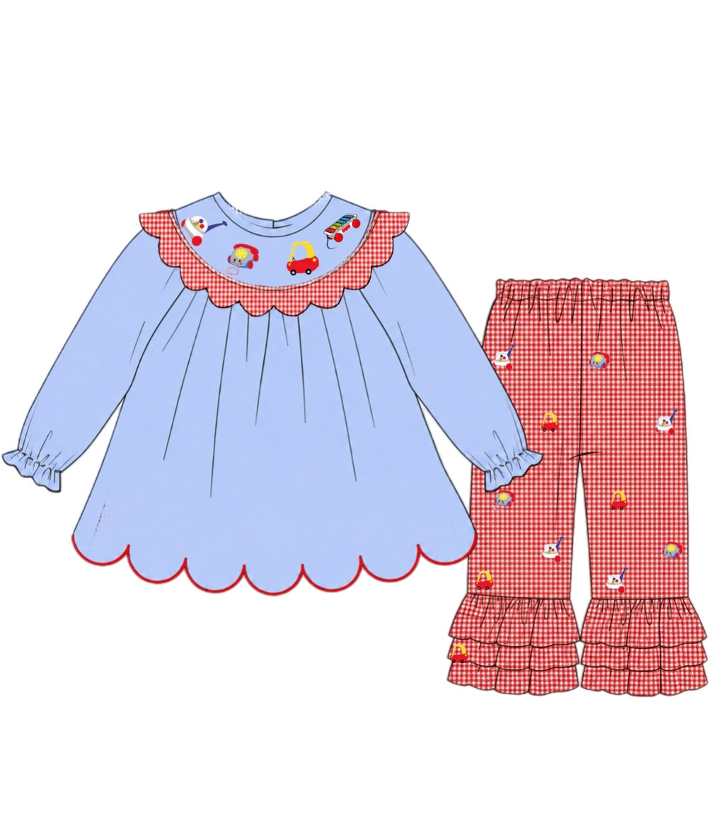 PO55 Smocked Classic Toys Girl Pant Set