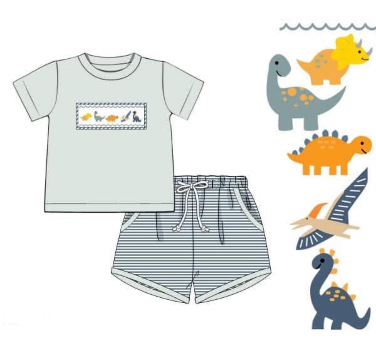 PO44 Dino Rawr Boy Short Set