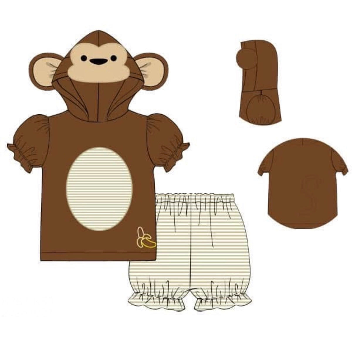 PO48 Summer Hoodie Monkey Girl Short Set
