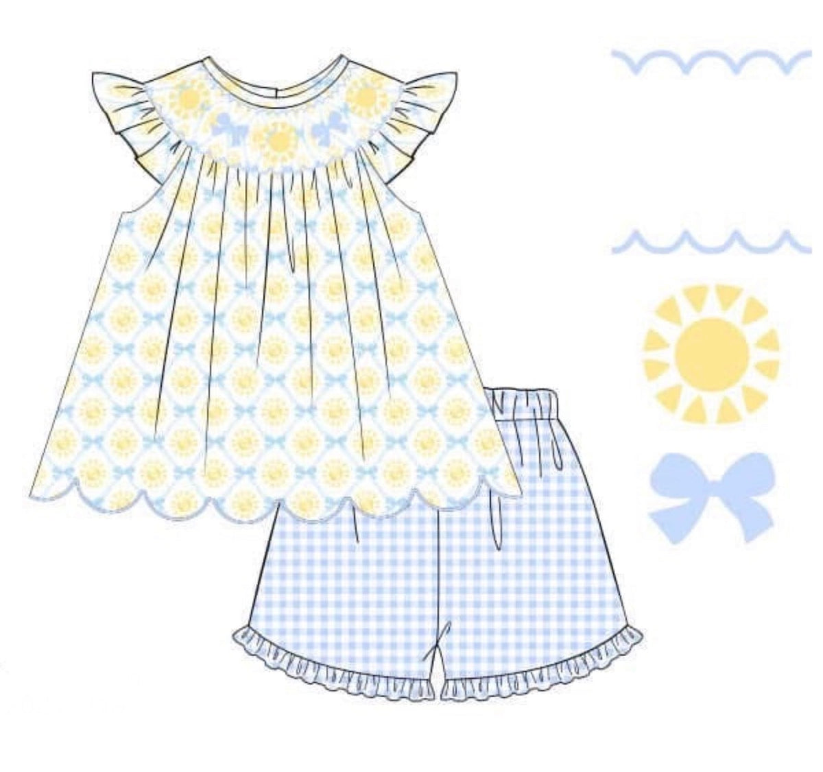 PO48 You Are My Sunshine Girl Short Set