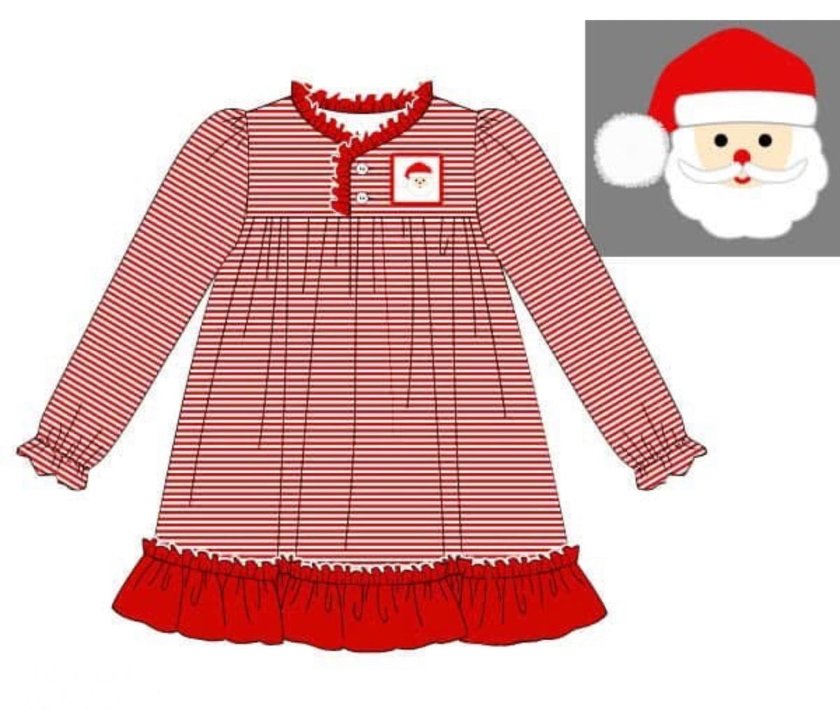 Smocked Santa Nightgown