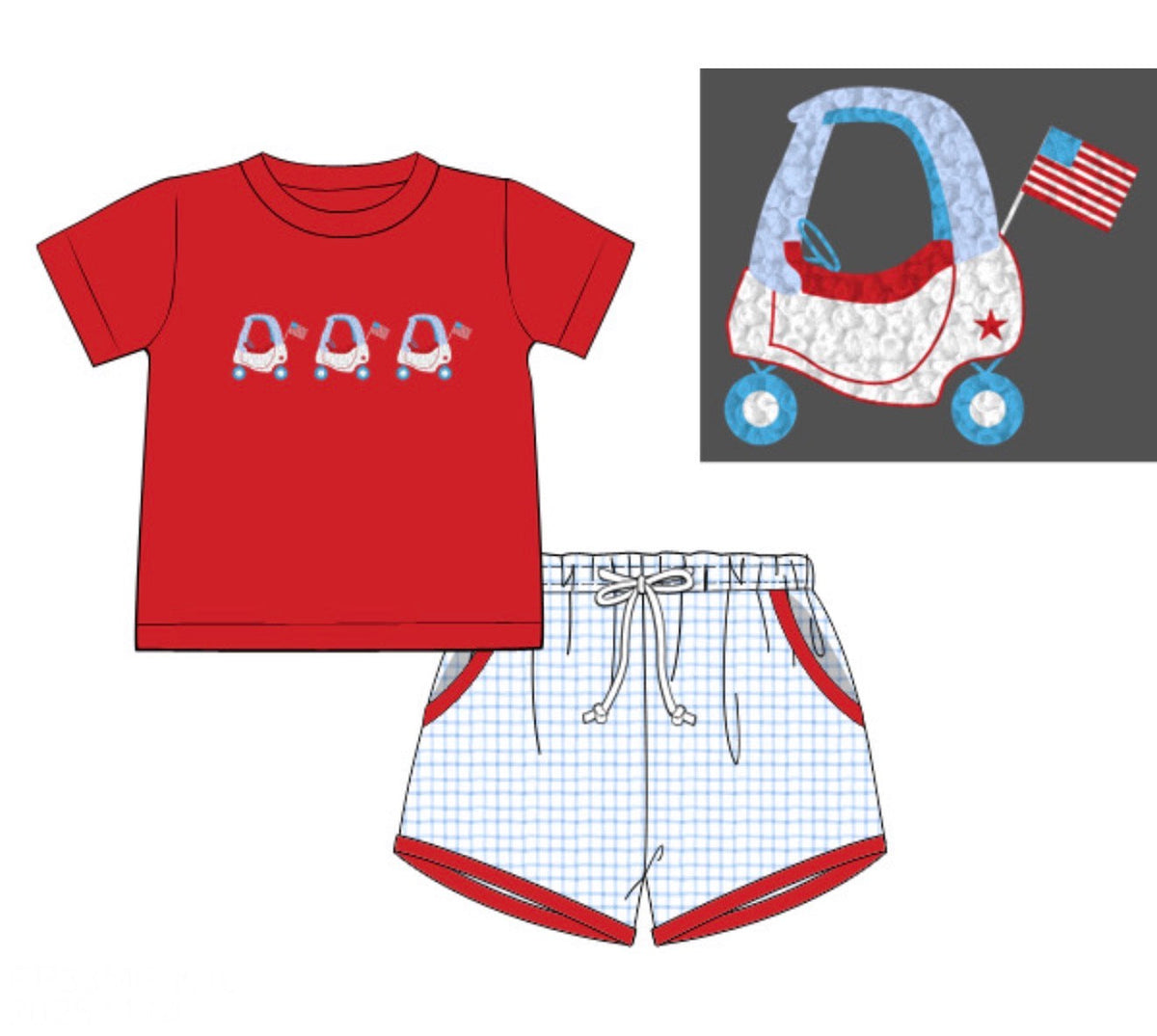 PO48 Patriotic Knits Boy Short Set
