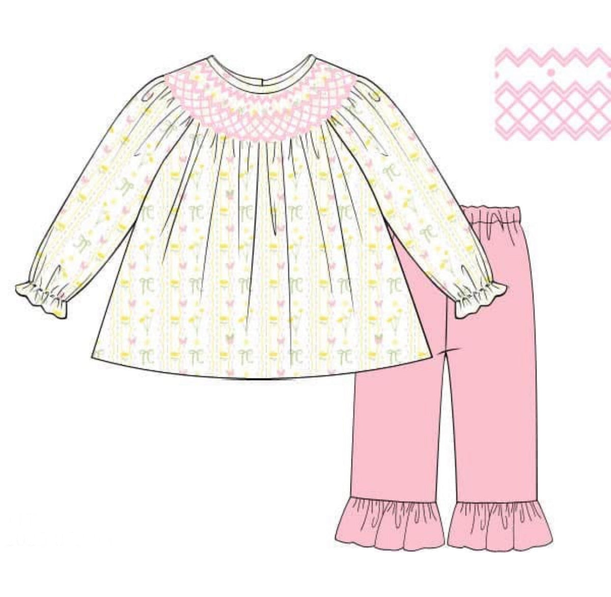PO44 Sunshine Floral & Stripes Pant Set