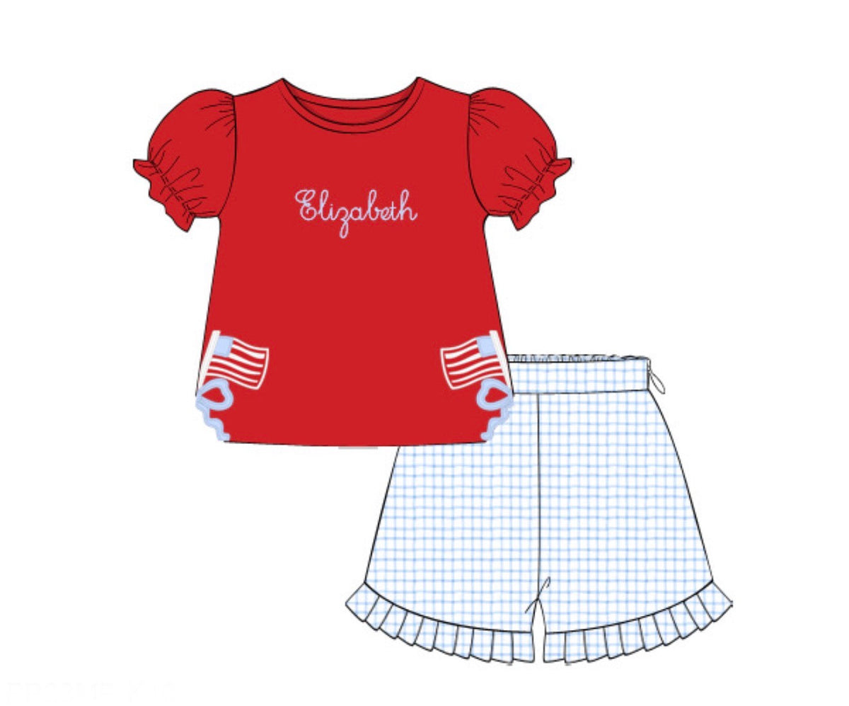 PO48 Patriotic Knits Girl Short Set