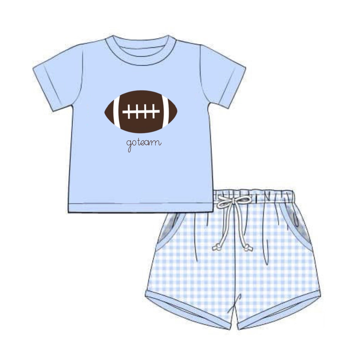 PO50 Applique Footballs Boy Short Set