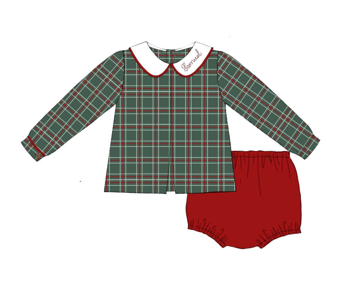 PO54 Plaid & Pearls Diaper Set