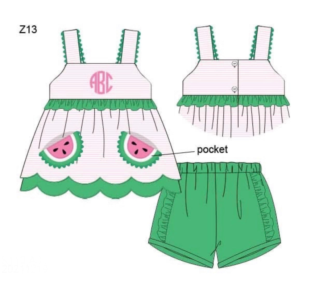 PO48 Melon Pocket Girl Short Set