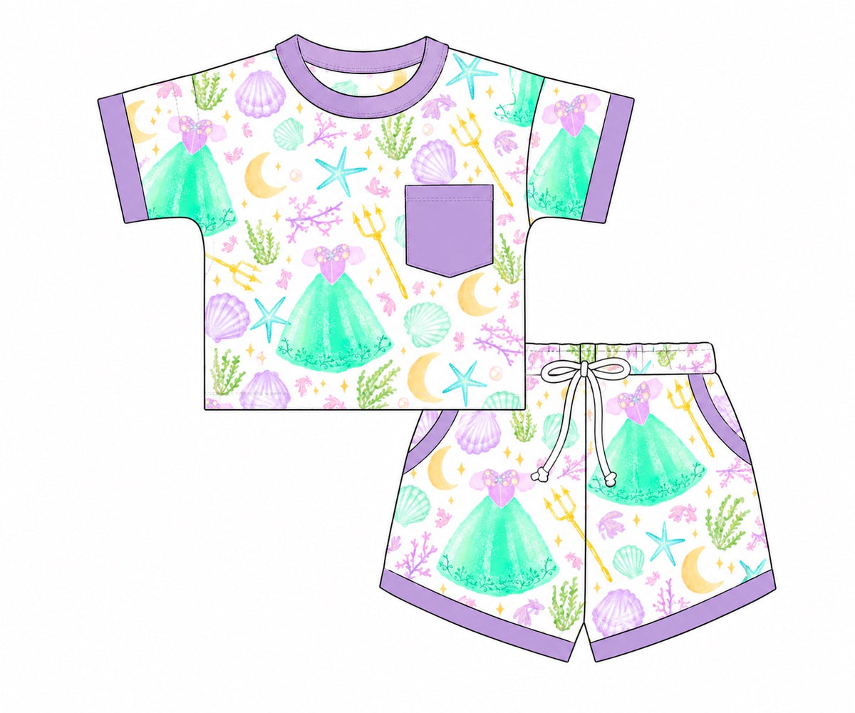 PO58 Girls Loungewear Short Set - Under the Sea
