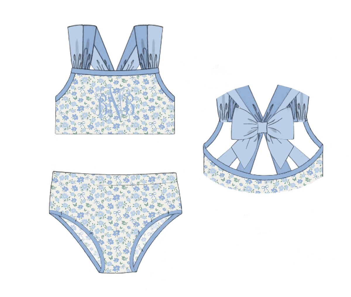 PO48 Harlee Floral & Stripes Girl 2pc.