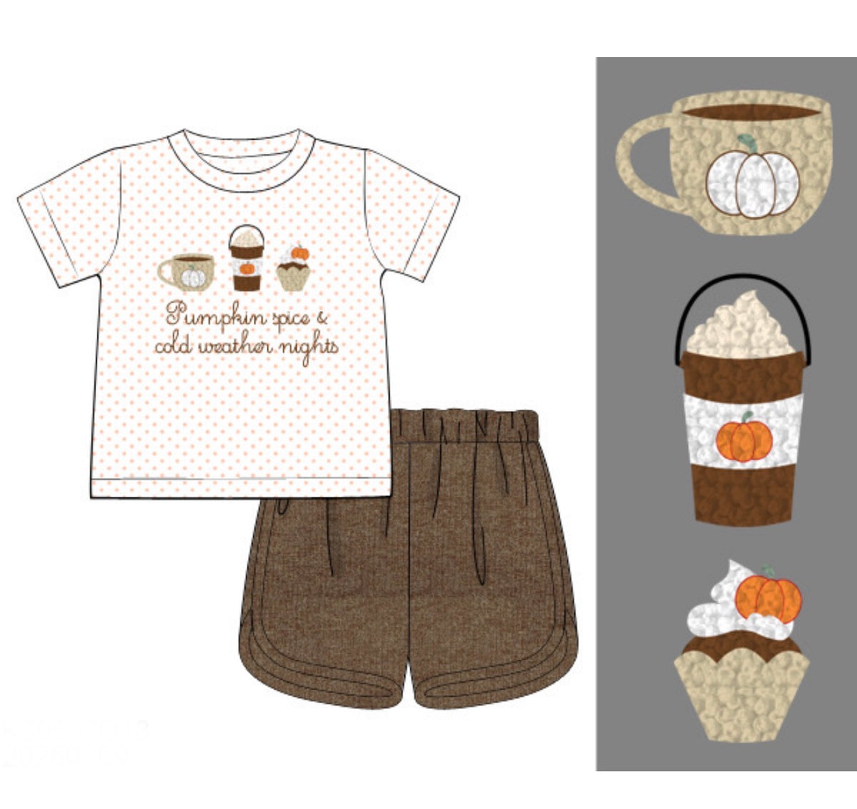 PO51 French Knot Pumpkin Spice Boy Short Set