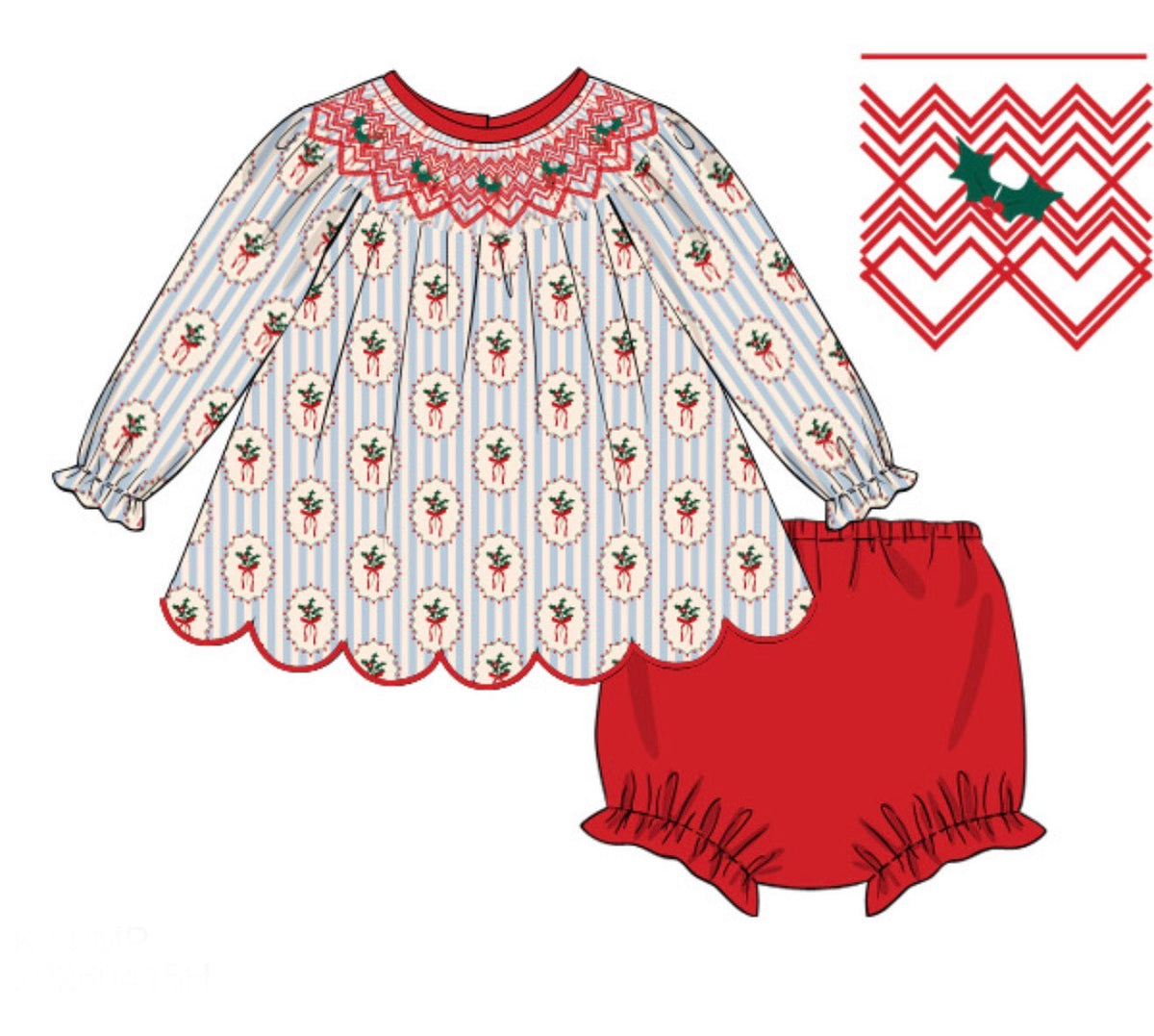 PO54 For the Girls - Blue Christmas Bloomer Set