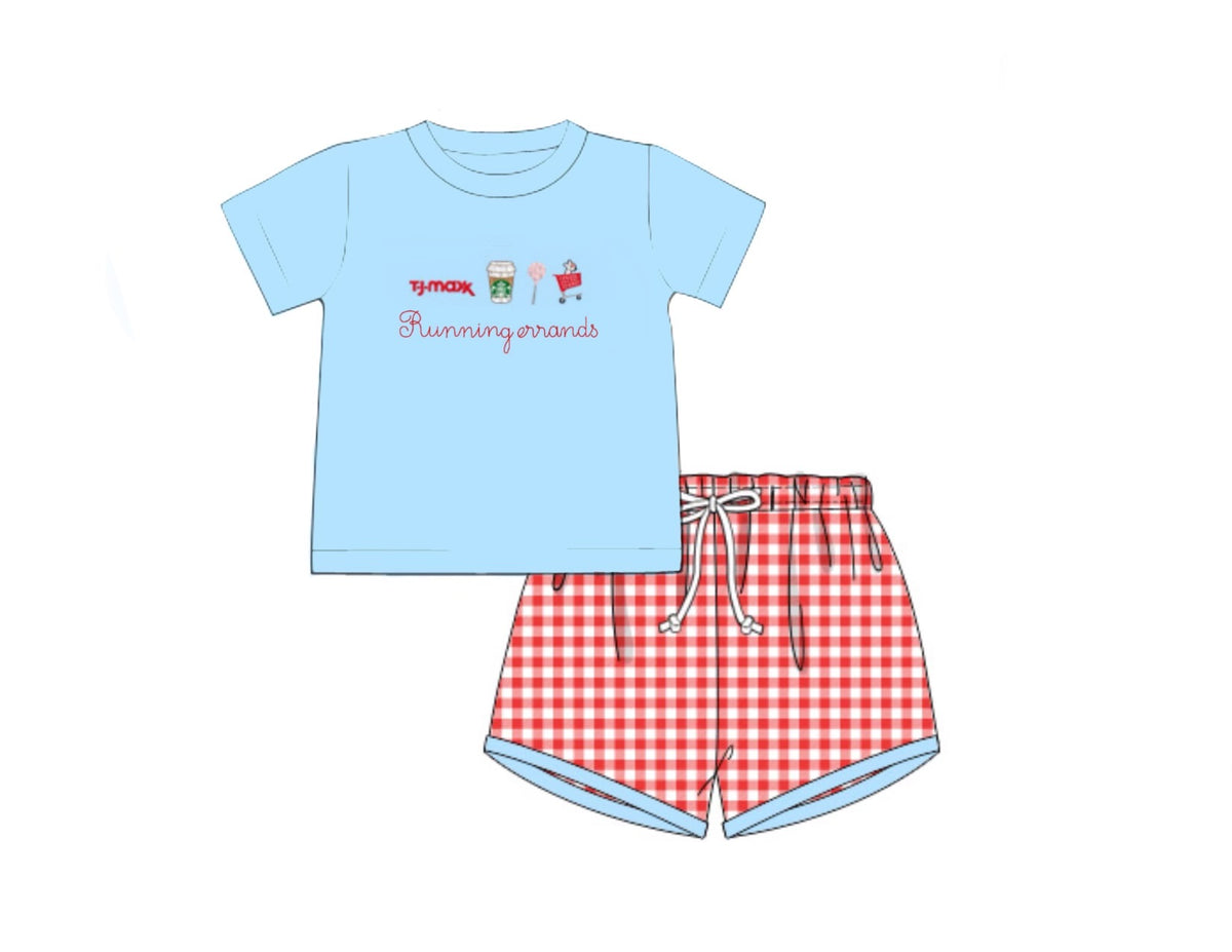 PO58 French Knot Running Errands Boy Short Set