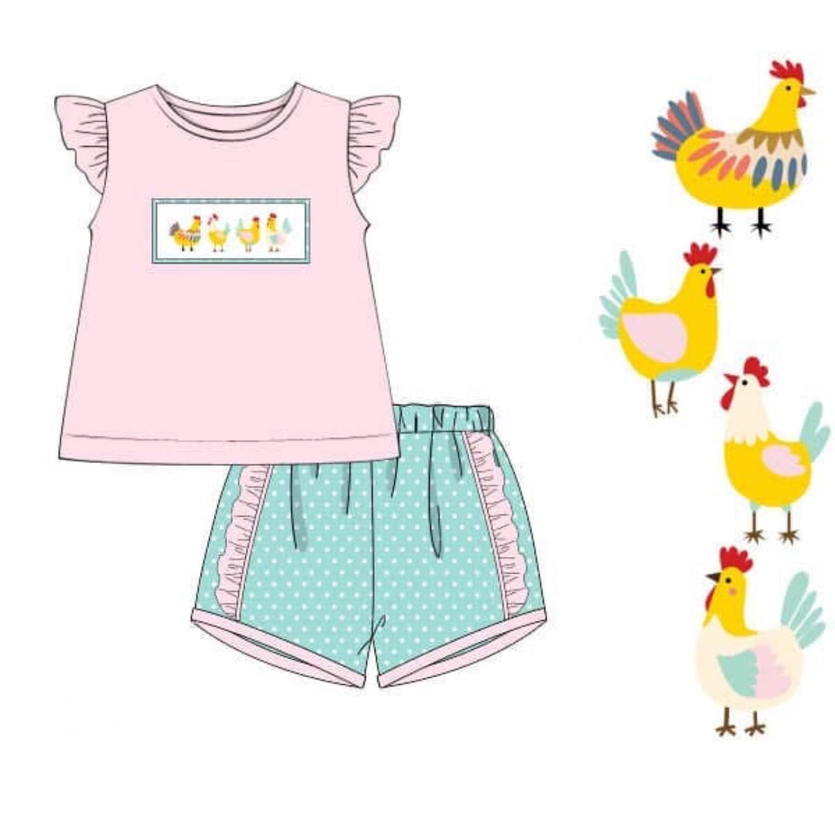 PO46 Chicken Coop Girl Short Set