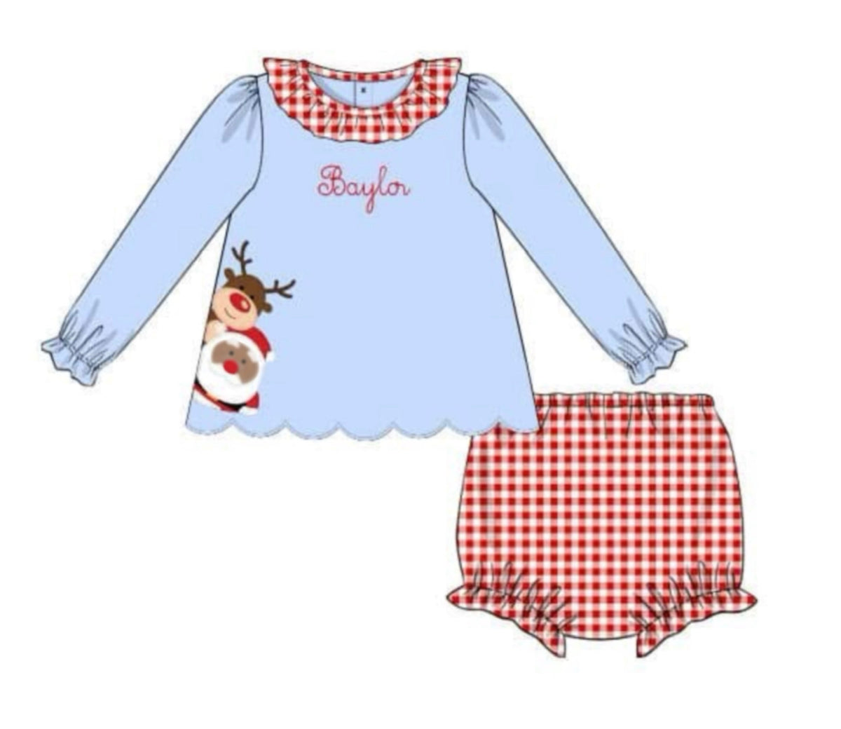 PO54 Santa & Rudolph Bloomer Set Brown Santa
