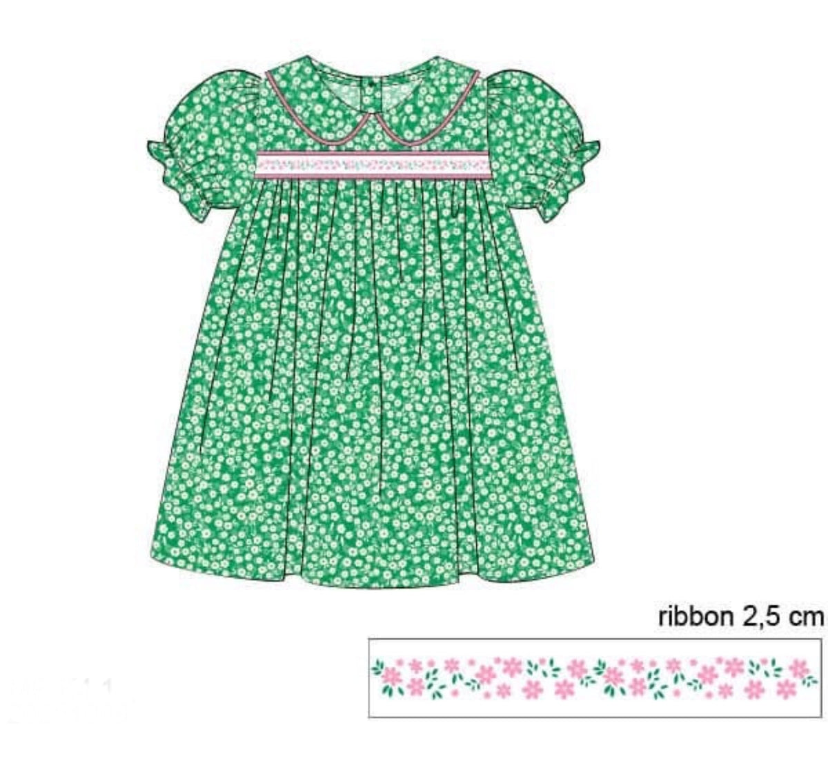 PO46 For the Girls - Green Ribbon Dress