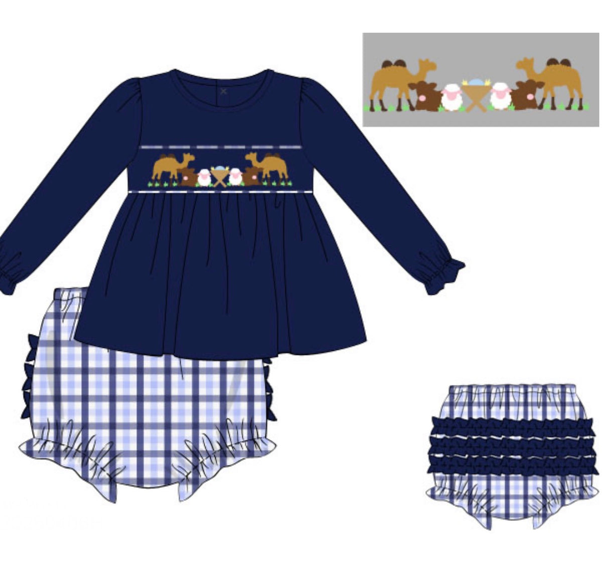 PO54 Smocked Follow the Star Bloomer Set