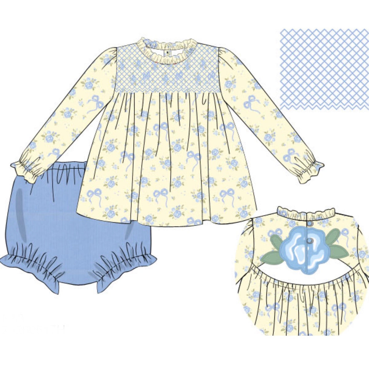 PO55 Butter & Blues Bloomer Set