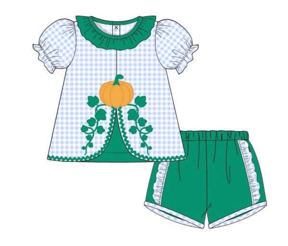 PO51 Appliqué Pumpkins Girl Short Set