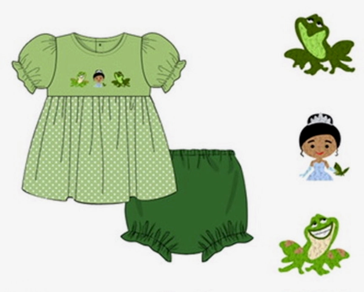 PO58 French Knot Frog Princess Bloomer Set