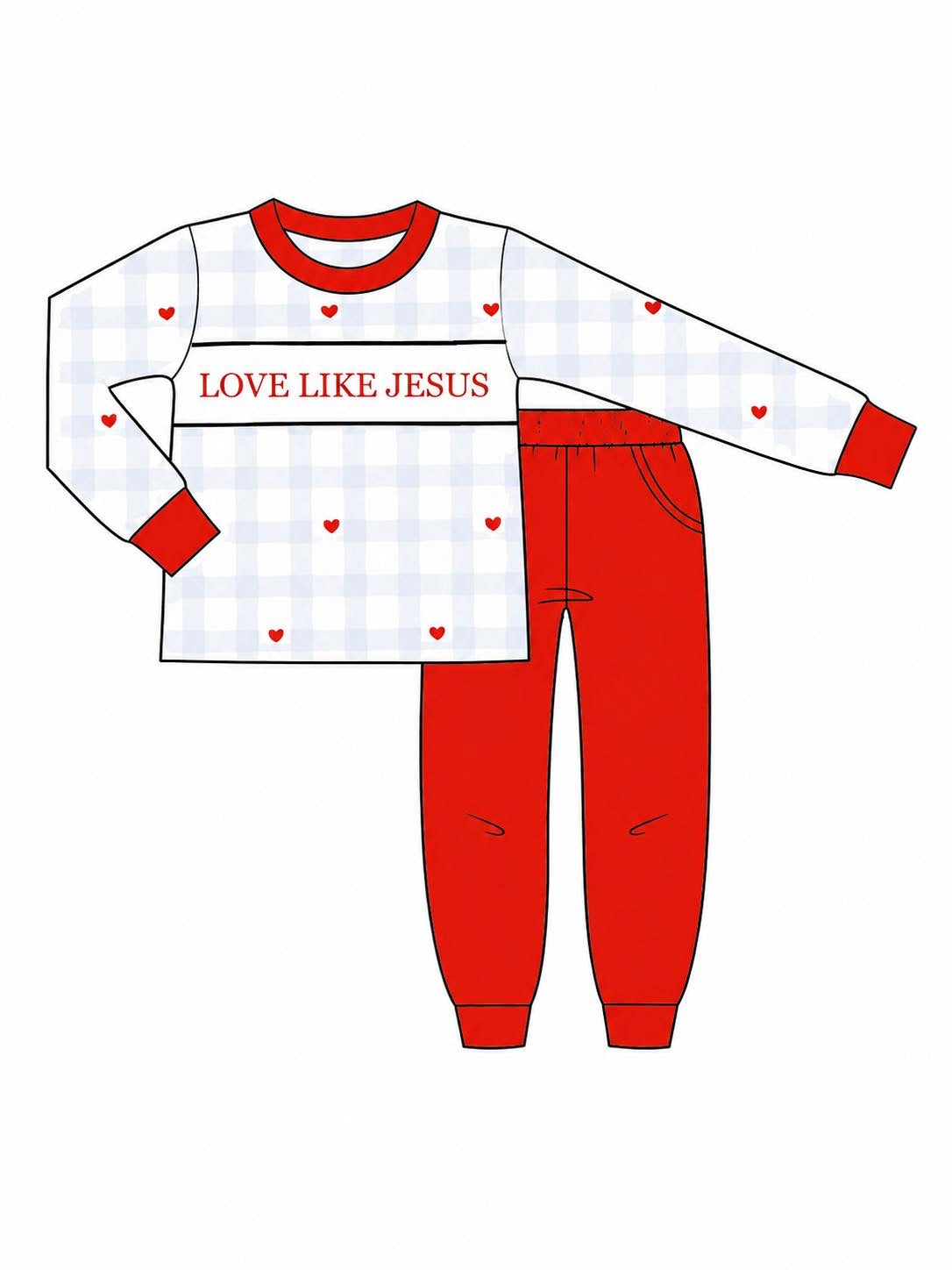 PO56 Love Like Jesus Name Smocks Jogger Set