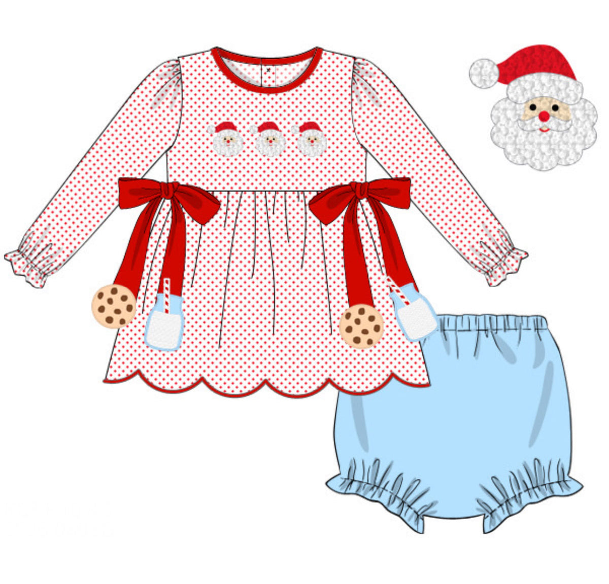 Santa’s Cookies & Milk Bloomer Set