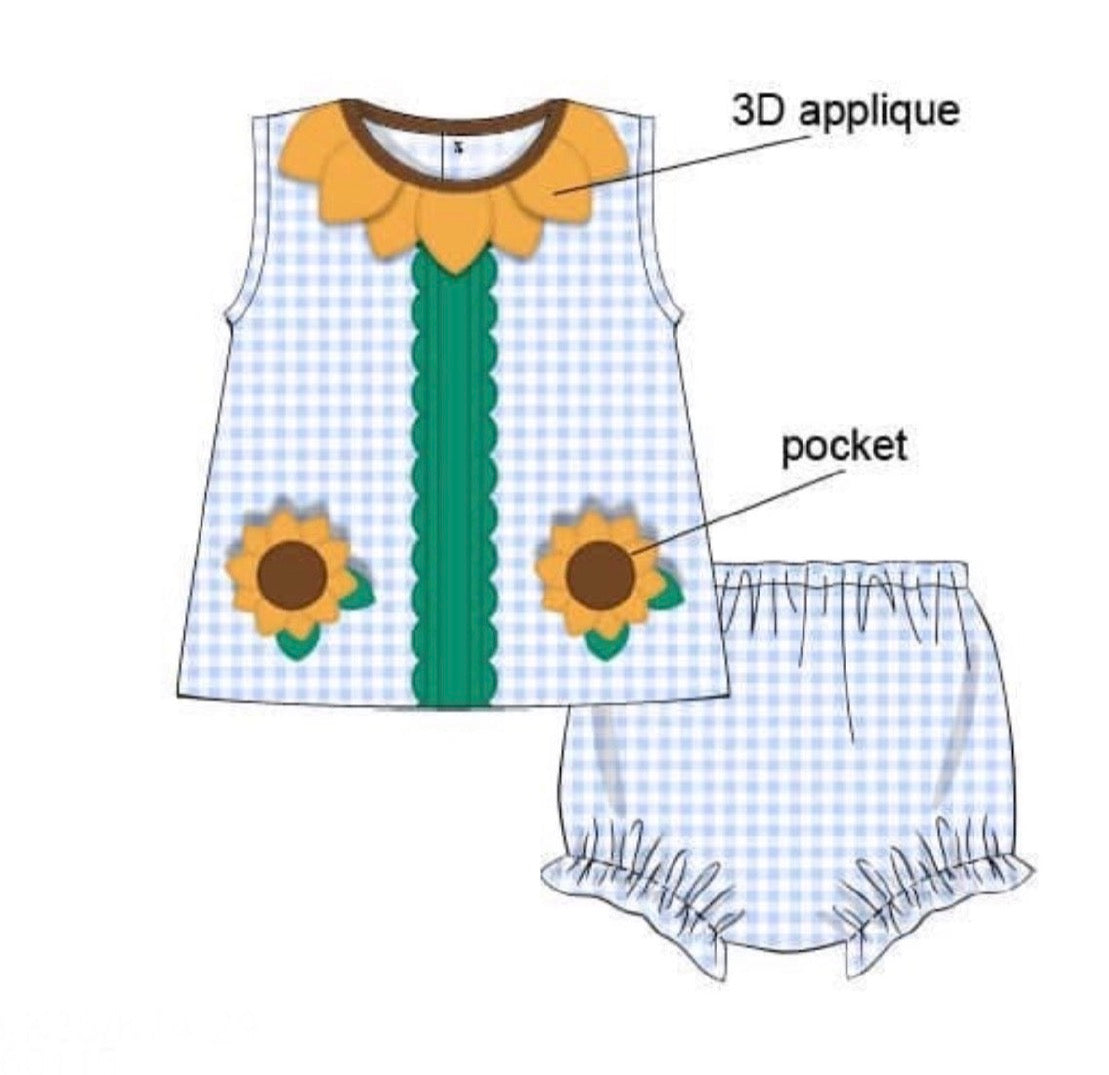 Sunflower Gingham Bloomer Set