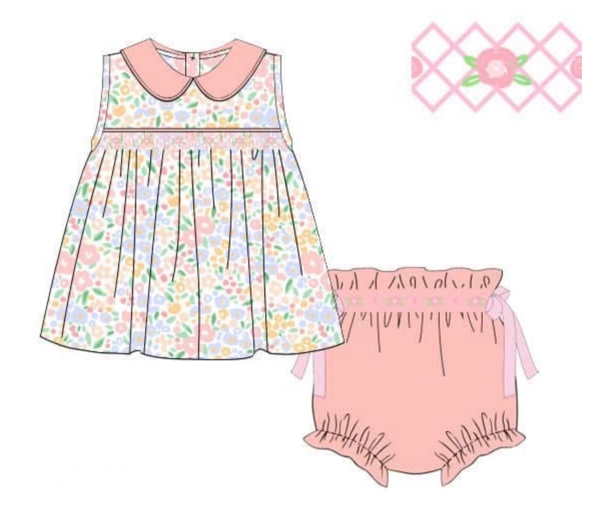 Coral Floral Bloomer Set