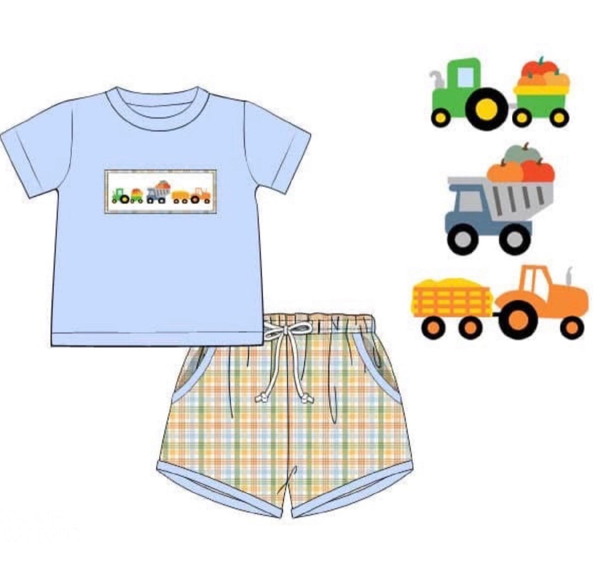 Pumpkin Trellis Shorts Set