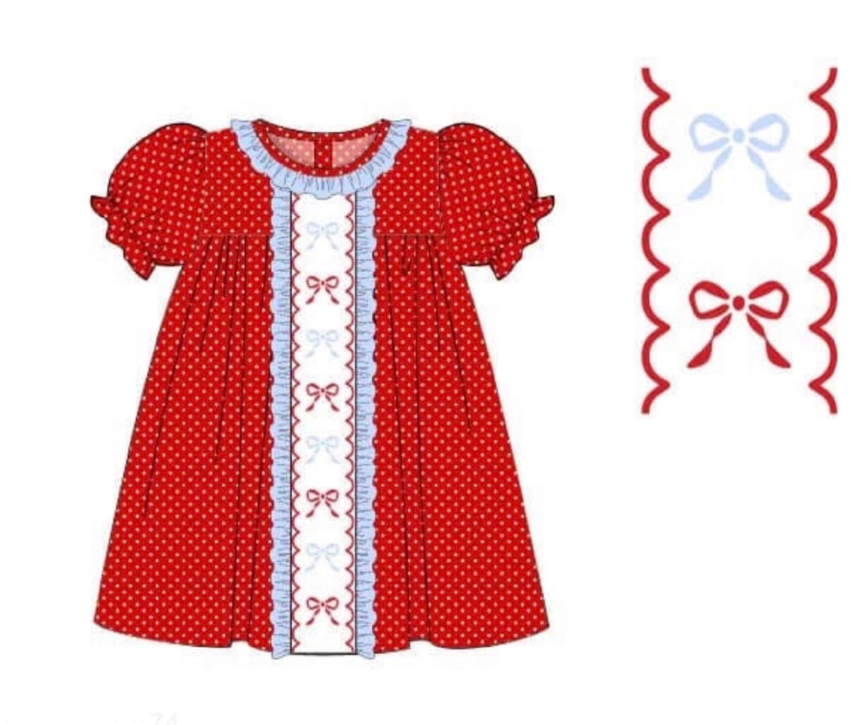 Red & Blue Bows Dress