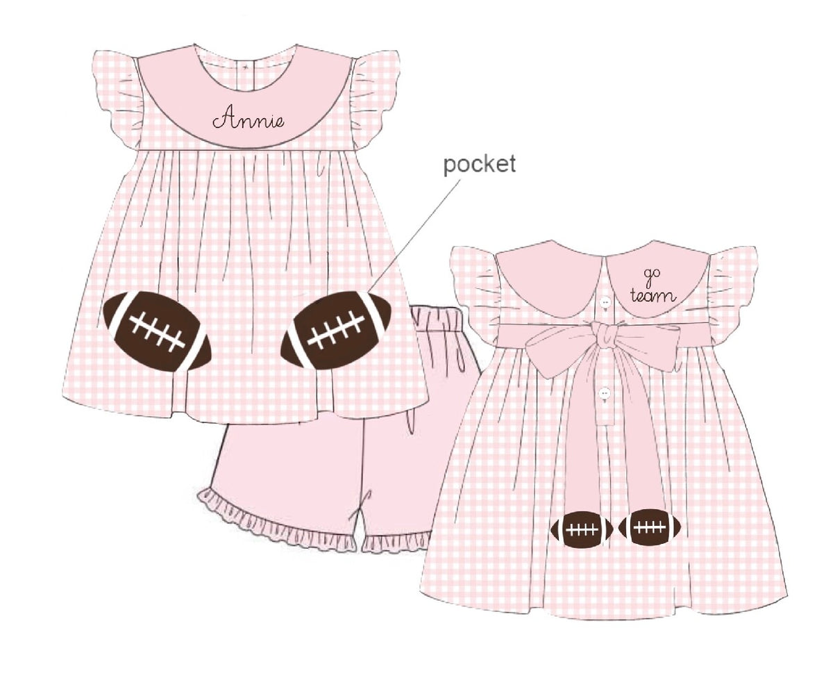 Appliqué Footballs Girls Set