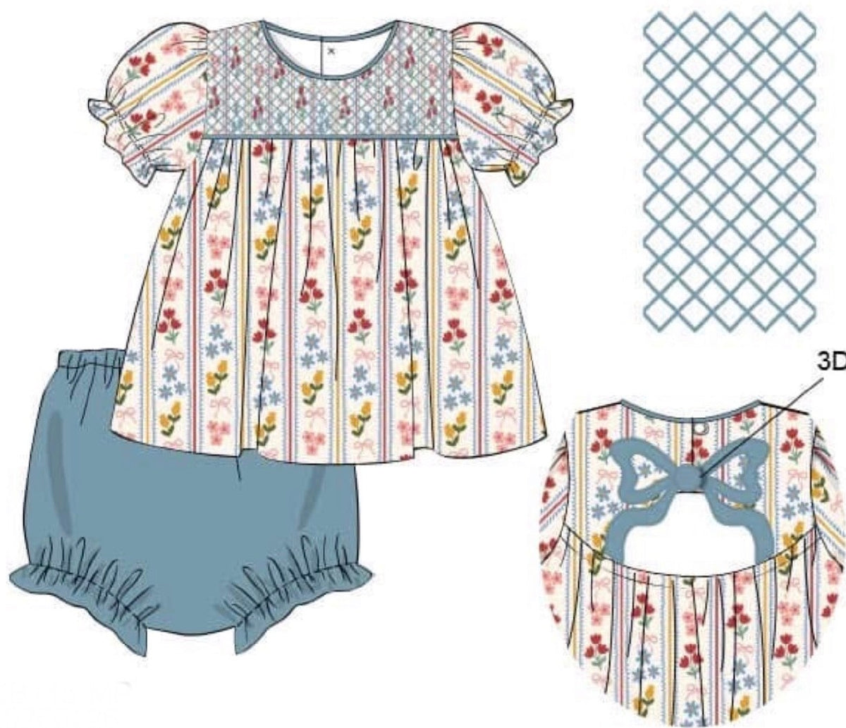 Fall Floral & Gingham Bloomer Set