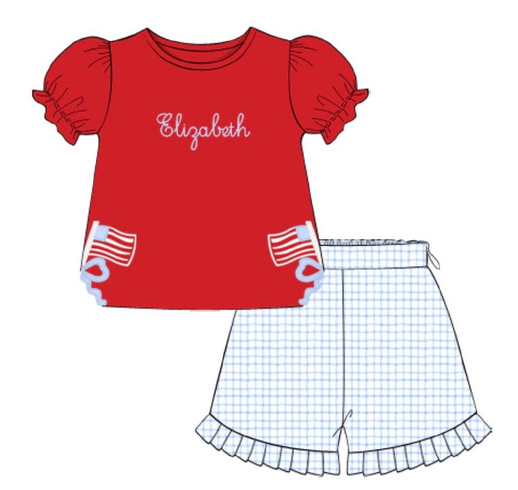 Patriotic Knit Girls Set