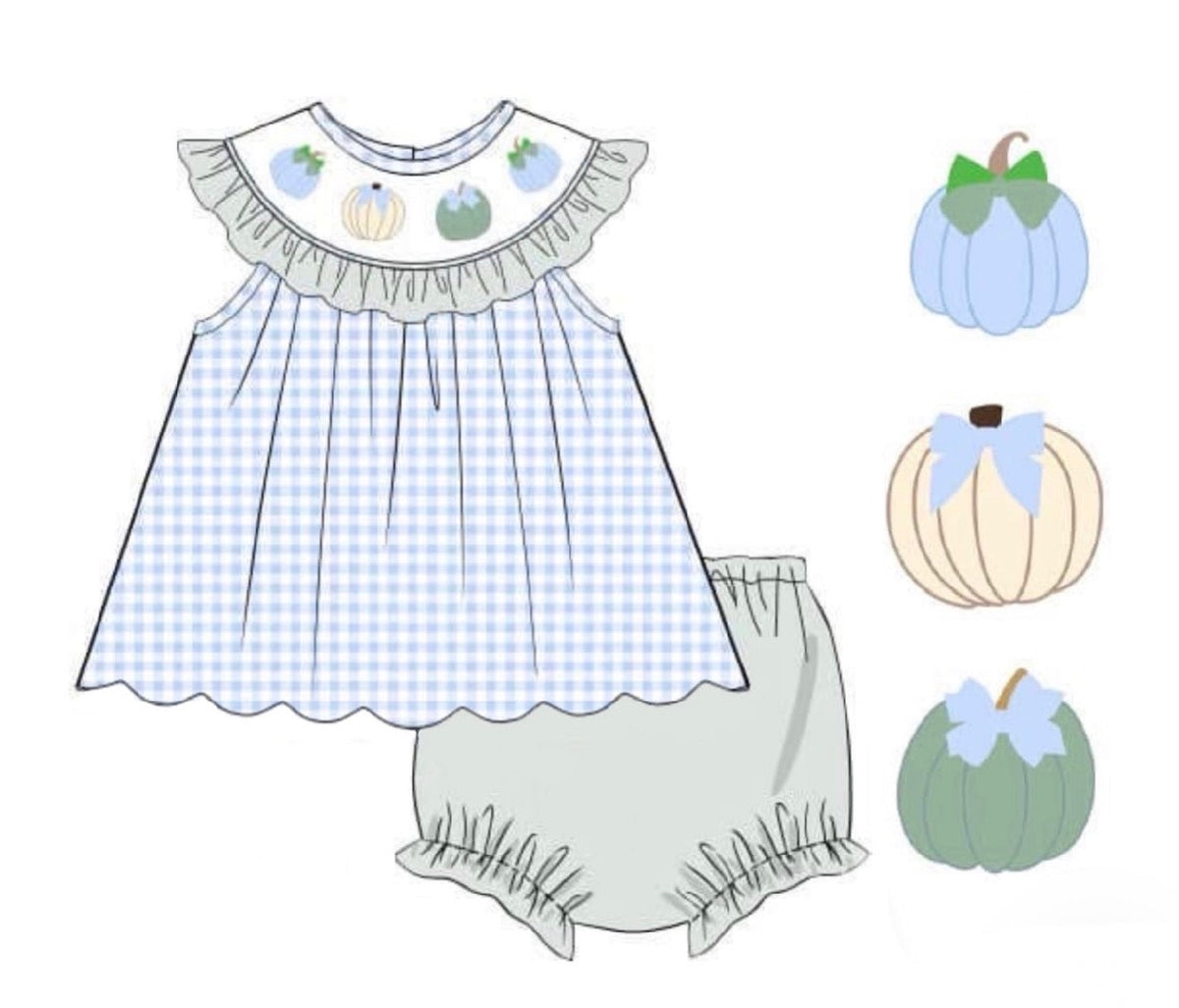 Gingham Pumpkins Bloomer Set