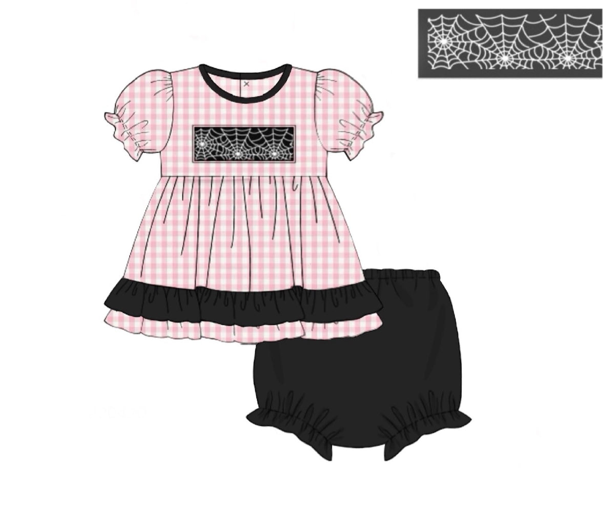 Smocked Spiderwebs Bloomer Set