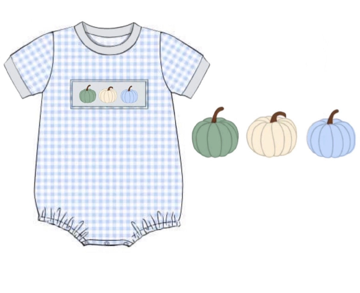 Smocked Gingham Pumpkins Bubble