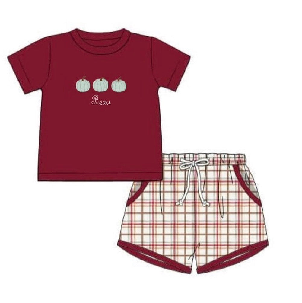 Burgundy Pumpkins Boy Set