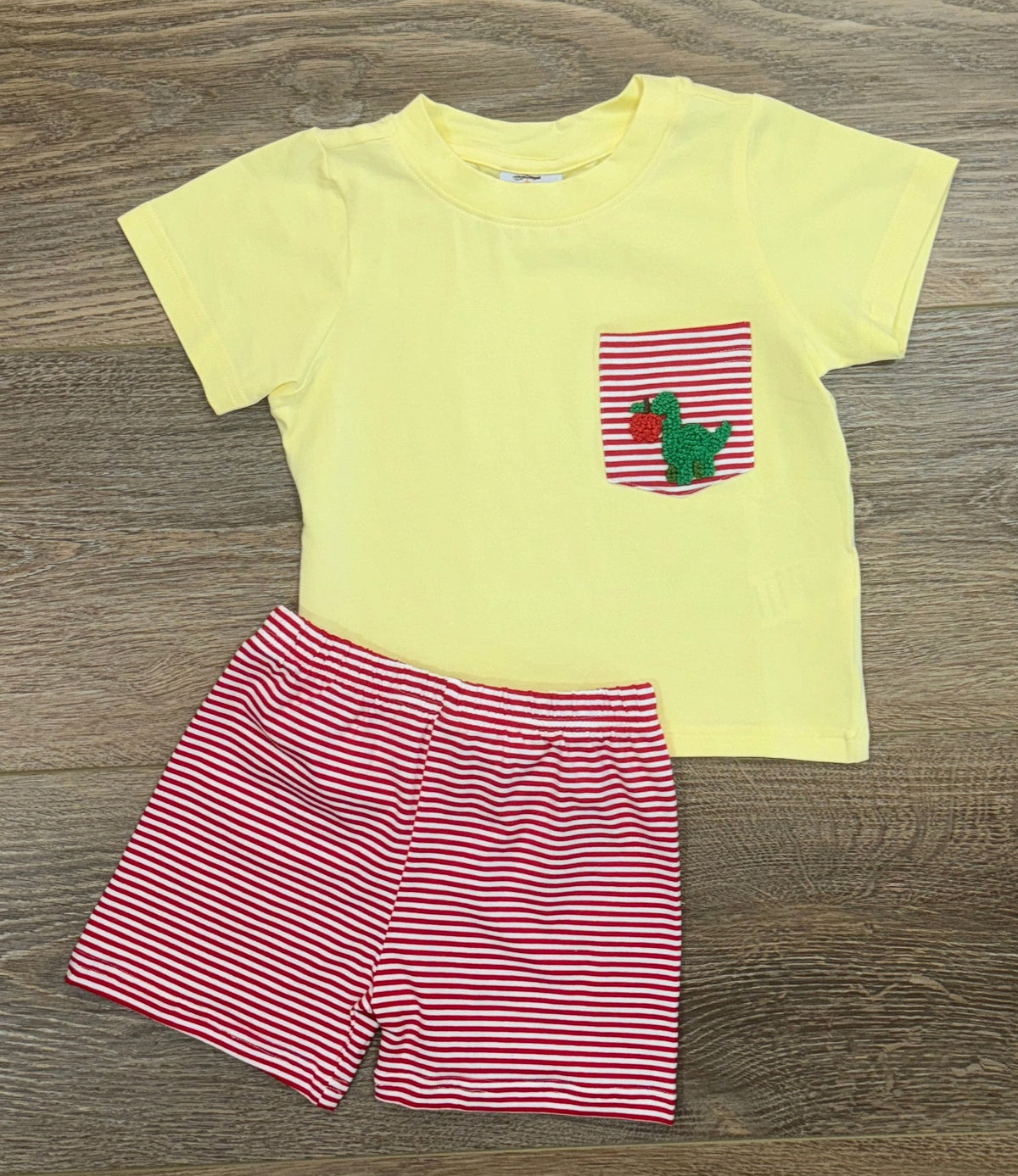 French Knot Dino Apple Short Set