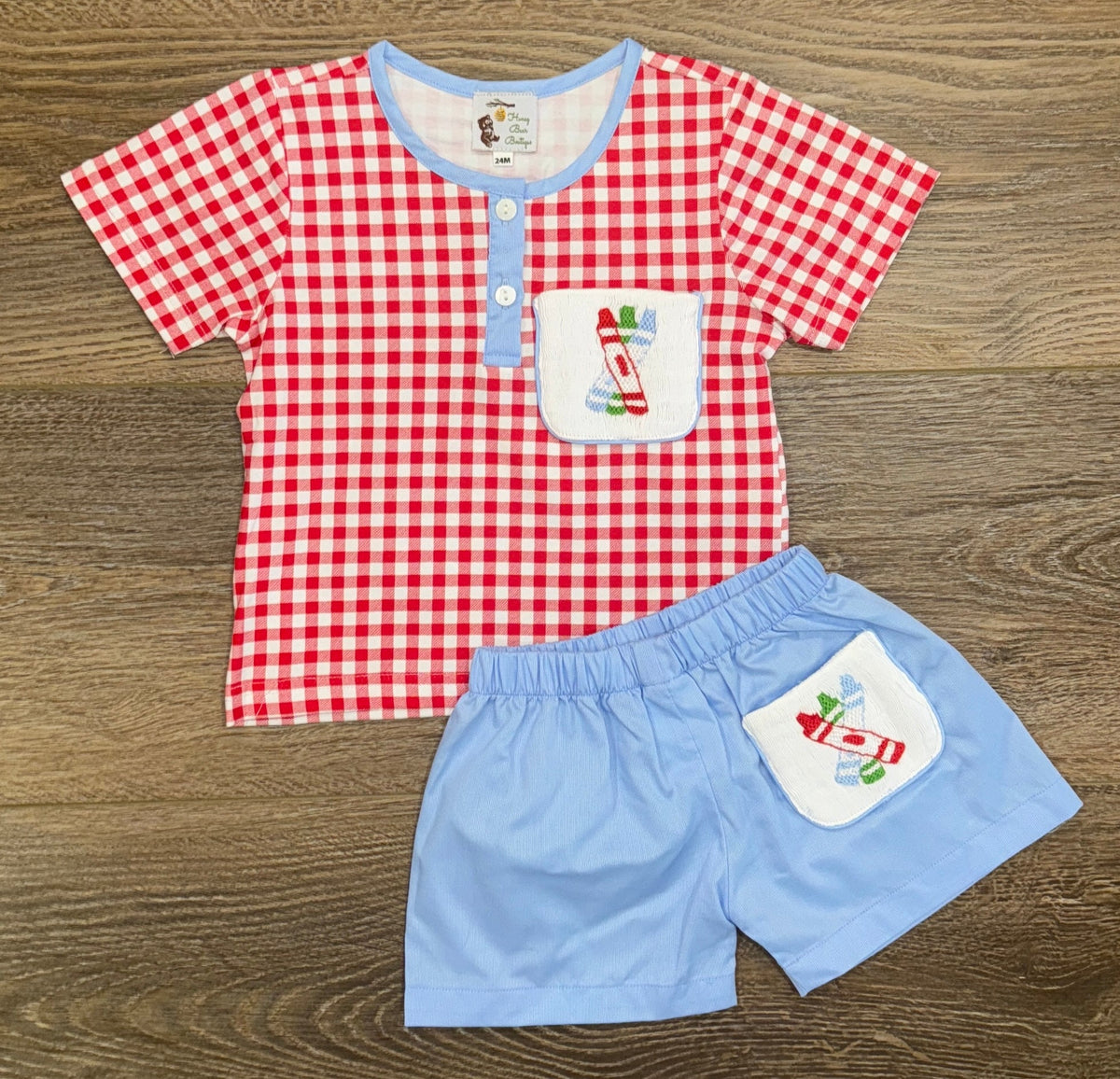 Crayon Smocked Pockets Boy Set