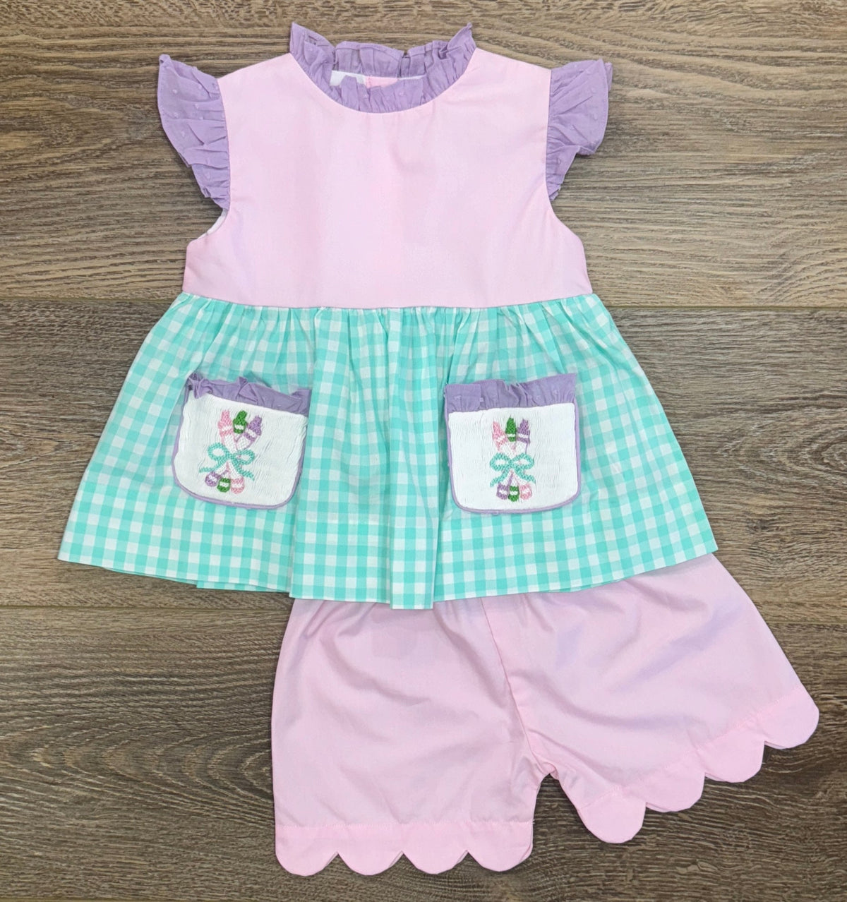 Crayon Smocked Pockets Girl Set