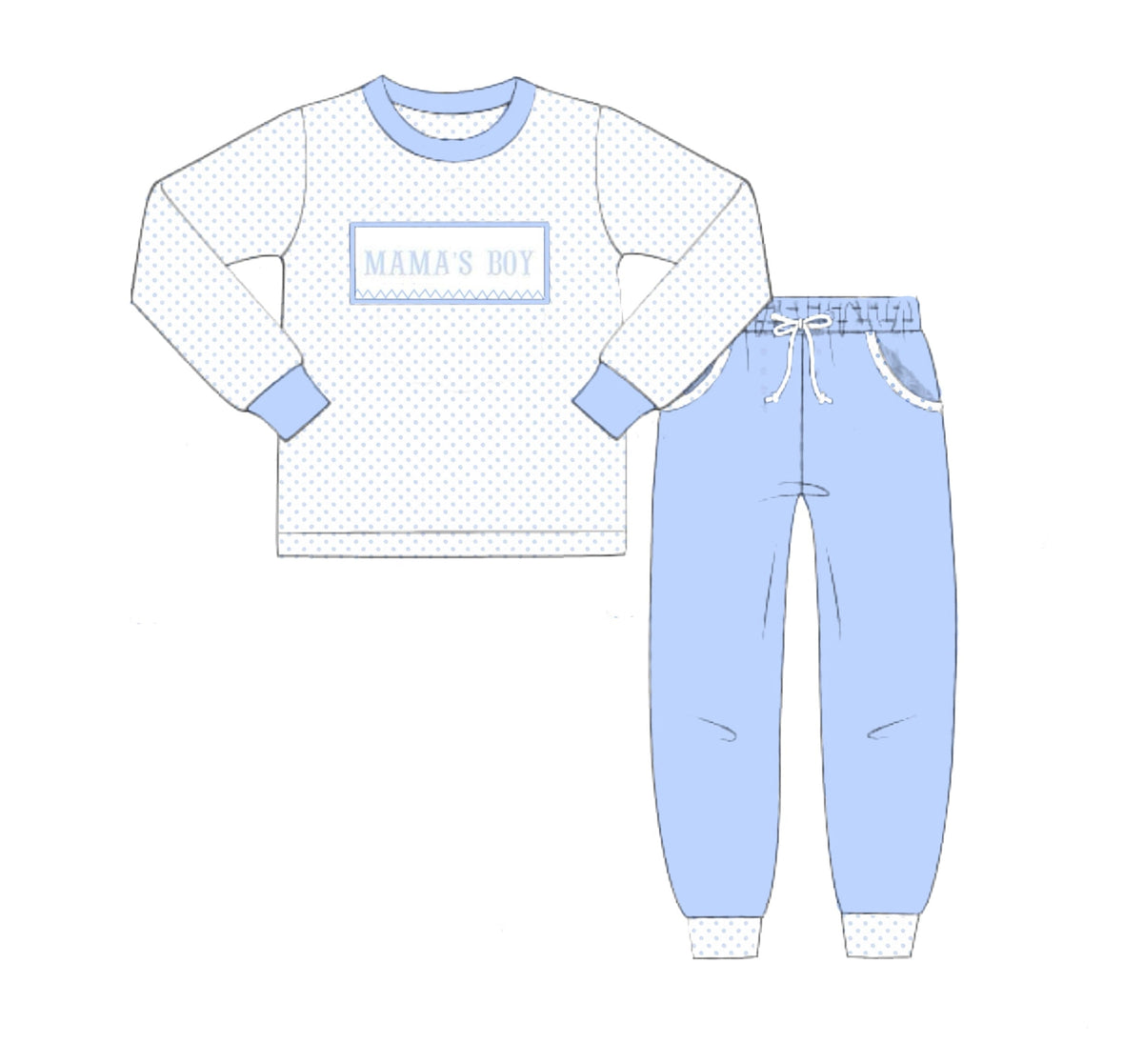 PO53 Bitty Dot Name Smocks Jogger Set