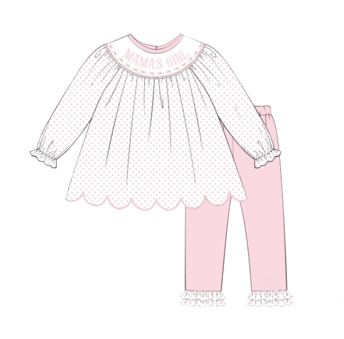 PO53 Bitty Dot Name Smocks Legging Set