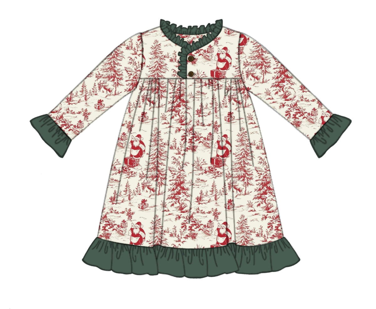 PO53 Santa Toile Pajamas Gown