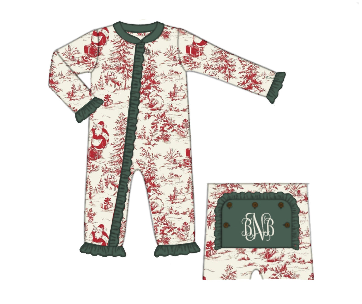 PO53 Santa Toile Ruffle Zippy